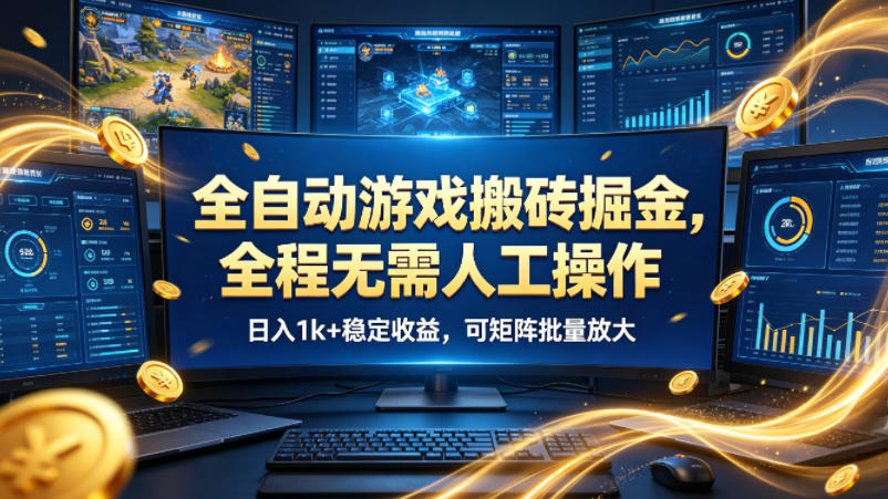 全自动游戏搬砖掘金，全程无需人工操作，日入1k+稳定收益，可矩阵批量放大【揭秘】-我爱项目网