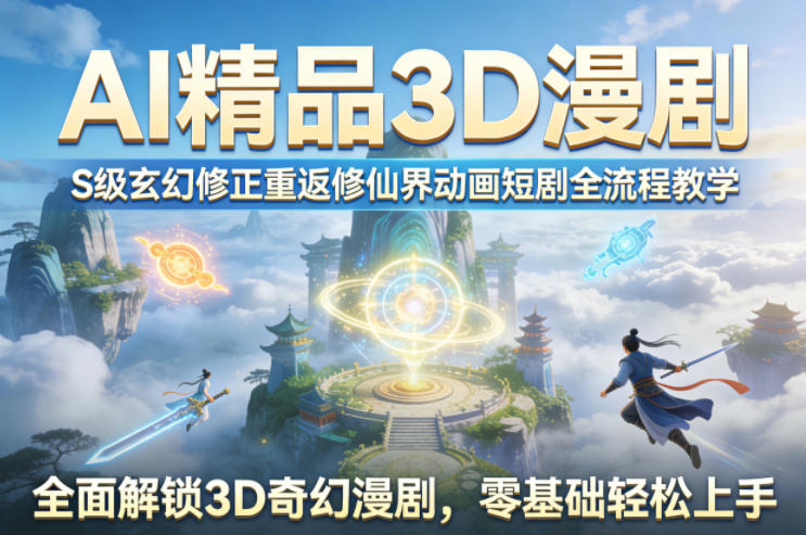 AI精品3D漫剧S级玄幻修正重返修仙界动画短剧全流程教学，全面解锁3D奇幻漫剧，零基础轻松上手-我爱项目网