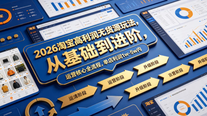 2026淘宝高利润无货源玩法，从基础到进阶，运营核心全流程，单店利润1w-5w内-我爱项目网