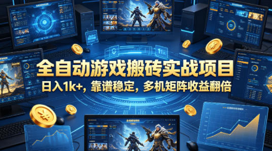全自动游戏搬砖实战项目，日入1k+，靠谱稳定，多机矩阵收益翻倍【揭秘】-我爱项目网