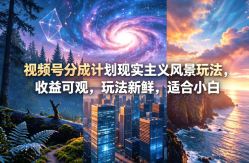 视频号分成计划现实主义风景玩法,收益可观,玩法新鲜,适合小白-我爱项目网