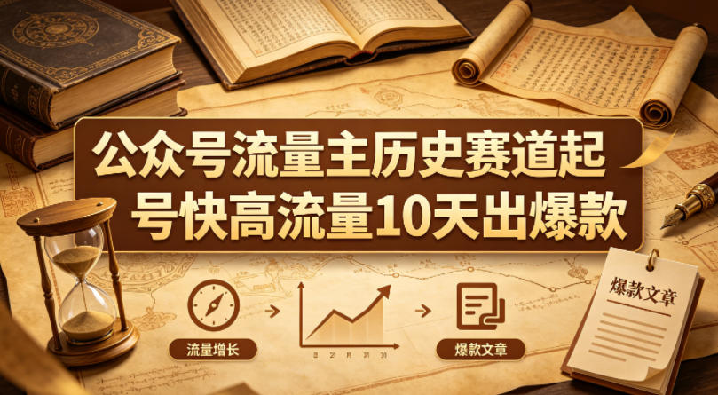 公众号流量主之历史赛道，起号快+高流量，10天就能出爆款！-我爱项目网