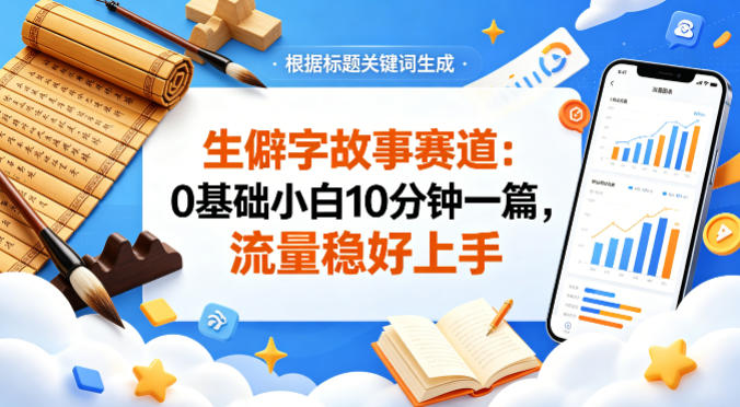公众号流量主——生僻字故事赛道，流量稳，好上手，0基础小白也能10分钟一篇-我爱项目网