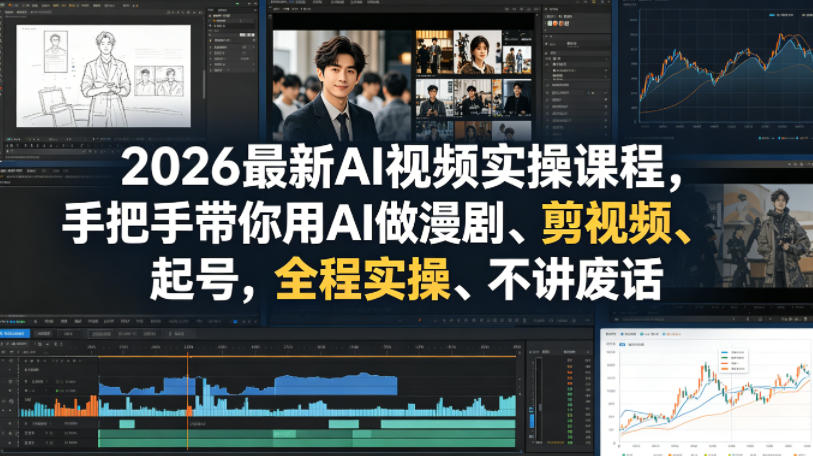 2026最新AI视频实操课程，手把手带你用AI做漫剧、剪视频、起号，全程实操、不讲废话-我爱项目网