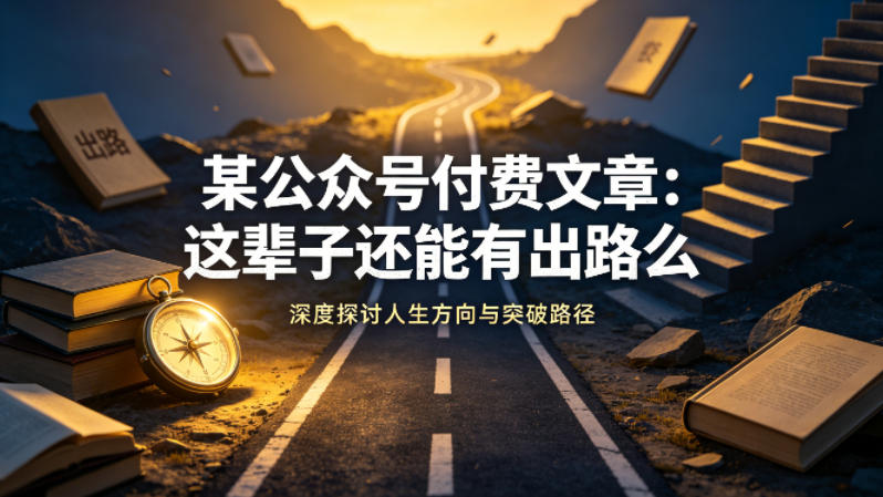 某公众号付费文章：这辈子还能有出路么-我爱项目网