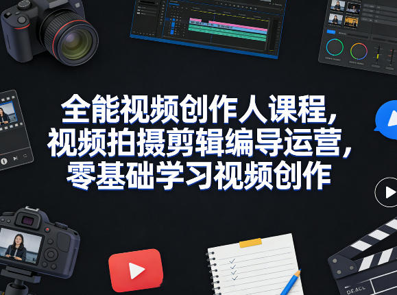 全能视频创作人课程，视频拍摄剪辑编导运营，零基础学习视频创作（更新2026年4月）-我爱项目网