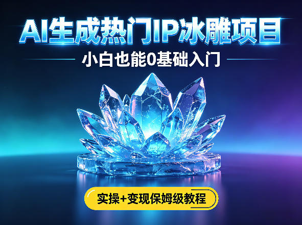 AI生成热门ip冰雕项目，小白也能0基础入门，实操+变现保姆级教程-我爱项目网