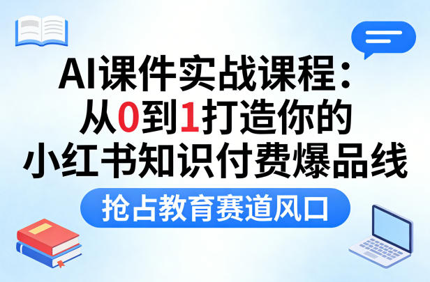 AI课件实战课程，从0到1打造你的小红书知识付费爆品线，抢占教育赛道风口-我爱项目网