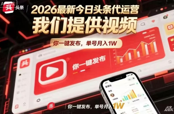 今日头条躺賺模式，你9我1，操作简单，一键发布，单机日入数百，长期合作【揭秘】-我爱项目网