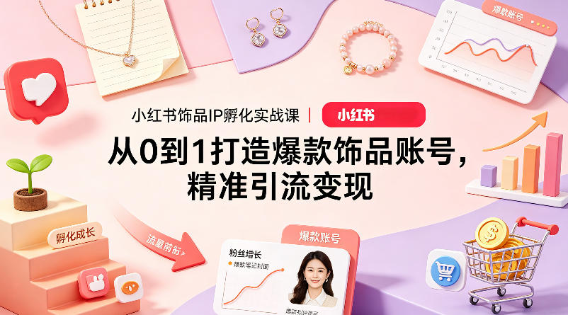 小红书饰品IP孵化实战课｜从0到1打造爆款饰品账号，精准引流变现-我爱项目网