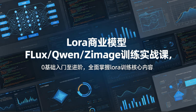 系统性学习Lora商业模型FLux／Qwen／Zimage训练实战课，0基础入门至进阶，全面掌握lora训练核心内容-我爱项目网