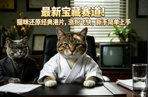最新宝藏赛道！猫咪还原经典港片，涨粉飞快，新手简单上手-我爱项目网