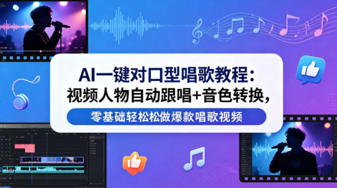 AI一键对口型唱歌教程：视频人物自动跟唱+音色转换，零基础轻松做爆款唱歌视频-我爱项目网