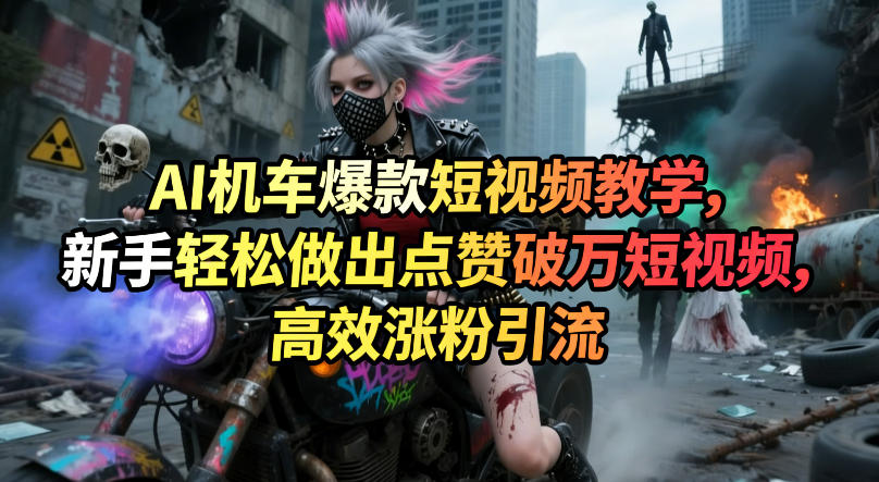 AI机车爆款短视频教学，新手轻松做出点赞破万短视频，高效涨粉引流-我爱项目网