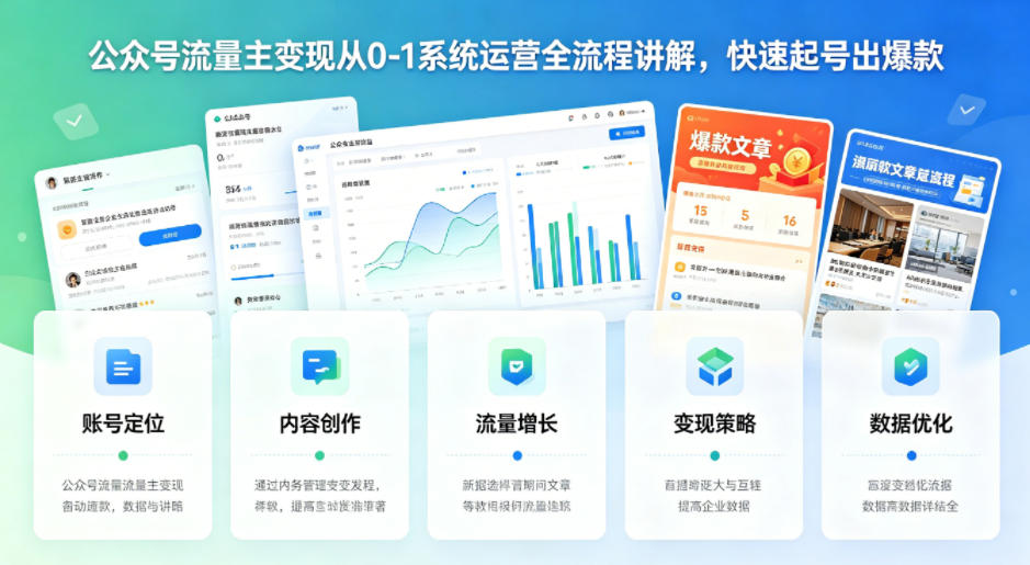 公众号流量主变现从0-1系统运营全流程讲解，快速起号出爆款-我爱项目网