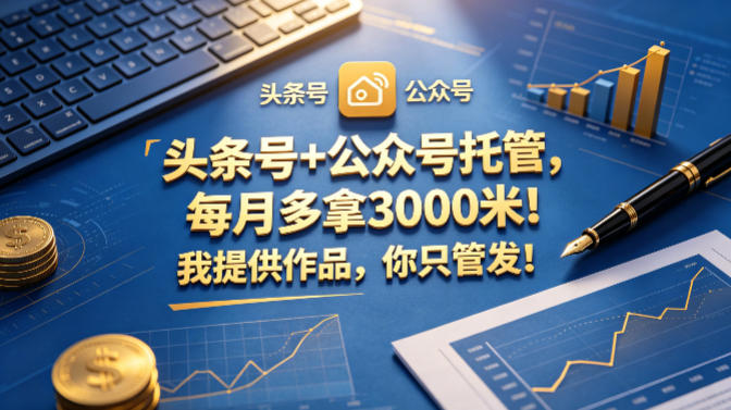 头条号+公众号托管，每月多拿3000米！我提供作品，你只管发！【揭秘】-我爱项目网
