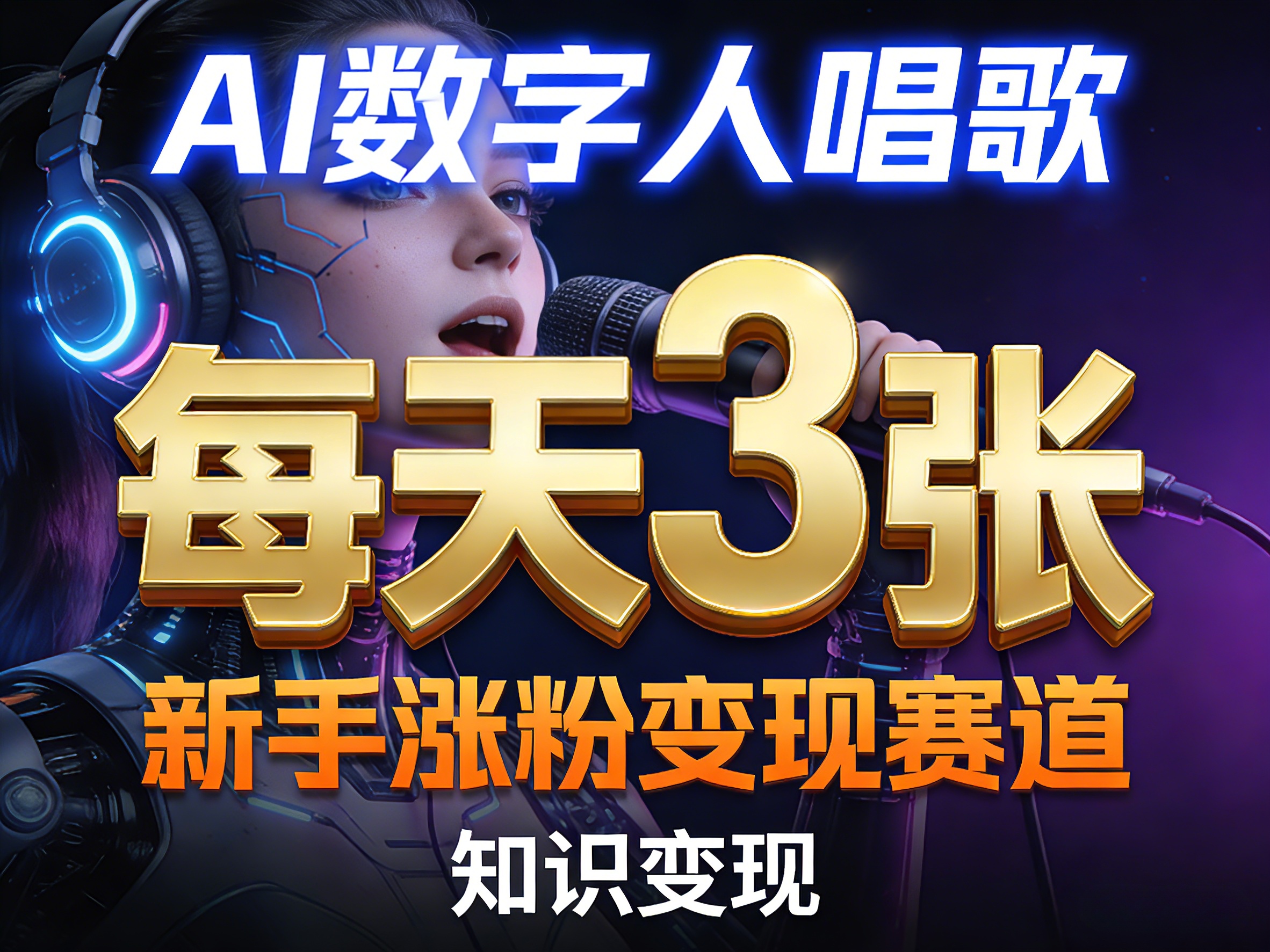 AI数字人唱歌,新手涨粉变现赛道,每天3张和知识付费,副业必备-我爱项目网