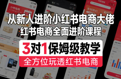 从新人进阶小红书电商大佬，红书电商全面进阶课程，3对1保姆级教学，全方位玩透红书电商-我爱项目网