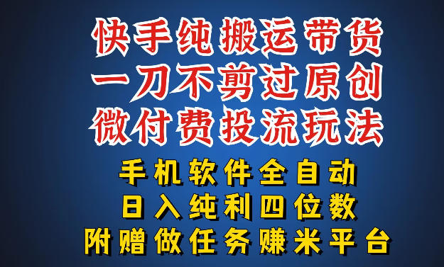 最新黑科技快手搬运带货方法,手机就能操作,轻松带你日入四位数【揭秘】-我爱项目网