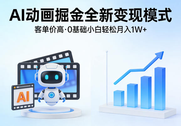 AI动画掘金全新变现模式，客单价高，0基础小白也能轻松月入1W+-我爱项目网