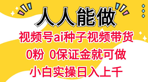 视频号AI种子带货,0粉0保证金就可做,人人能做,实操日入1k+-我爱项目网