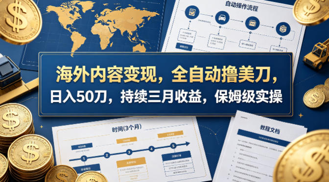 海外内容变现，全自动撸美刀，日入50刀，持续三月收益，保姆级实操【揭秘】-我爱项目网