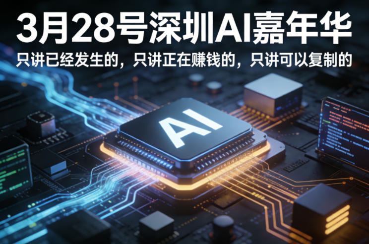 3月28号深圳AI嘉年华，只讲已经发生的，只讲正在賺钱的，只讲可以复制的-我爱项目网