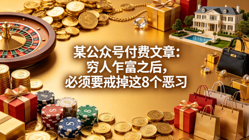 某公众号付费文章：穷人乍富之后，必须要戒掉这8个恶习-我爱项目网