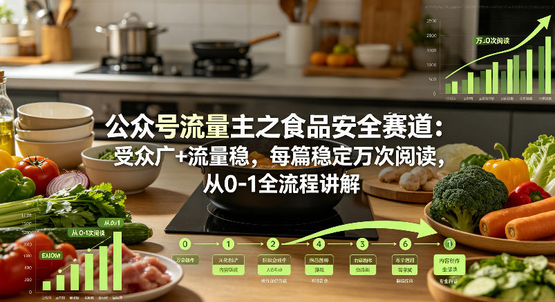 公众号流量主之食品安全赛道,受众广+流量稳,每篇作品稳定万次阅读,从0-1全流程讲解-我爱项目网