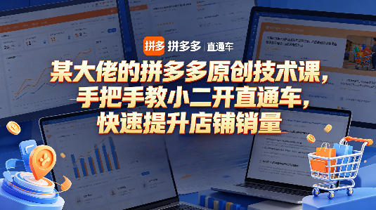 某大佬的拼多多原创技术课，手把手教小二开直通车，快速提升店铺销量-我爱项目网