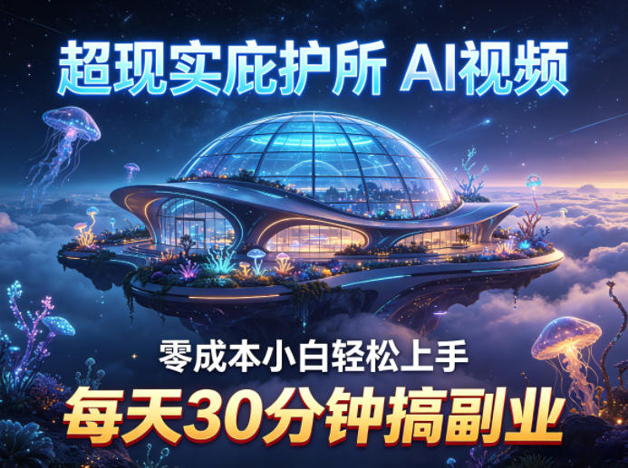 超现实庇护所AI视频项目拆解，零成本小白轻松上手，每天30分钟搞副业-我爱项目网