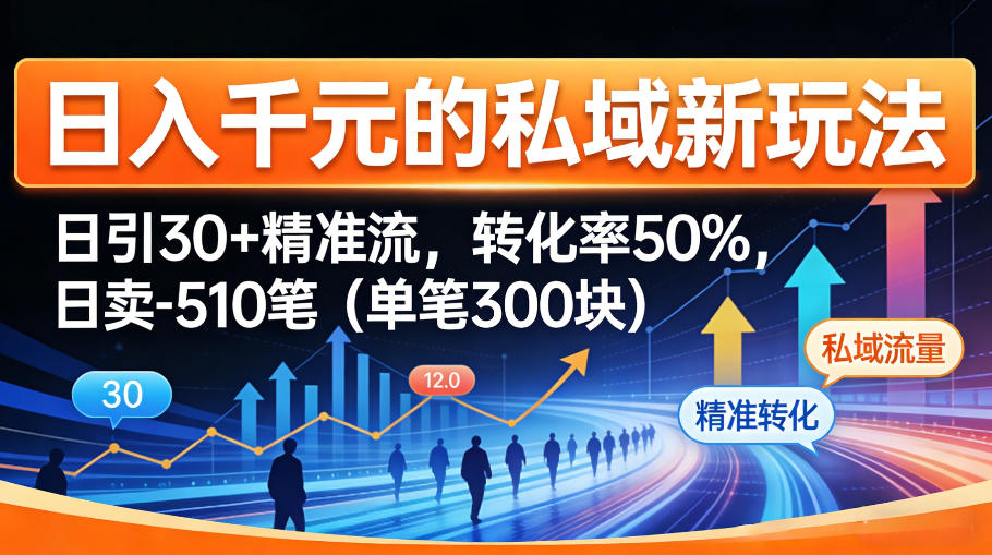 日入千米的私域新玩法：日引30＋精准流，转化率50%，日卖5-10笔（单笔300米）-我爱项目网