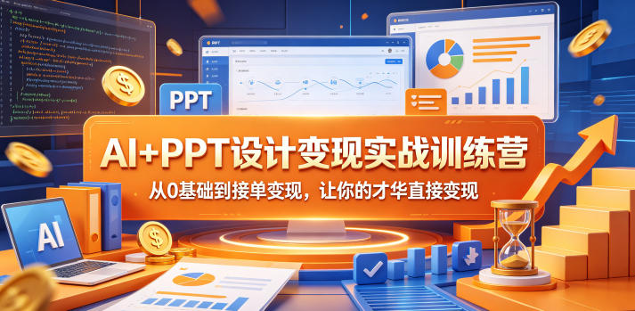 AI+PPT设计变现实战训练营，从0基础到接单变现，让你的才华直接变现-我爱项目网