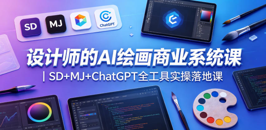 设计师的AI绘画商业系统课｜SD+MJ+ChatGPT全工具实操落地课-我爱项目网