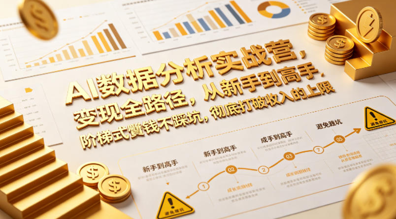 AI数据分析实战营，变现全路径，从新手到高手，阶梯式賺钱不踩坑，彻底打破收入的上限-我爱项目网