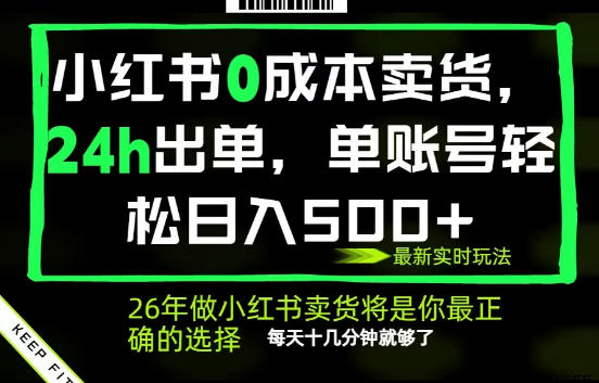 小红书0成本AI卖货，24小时出单，全流程托管，保底日入500+，每天十几分钟就够了【揭秘】-我爱项目网