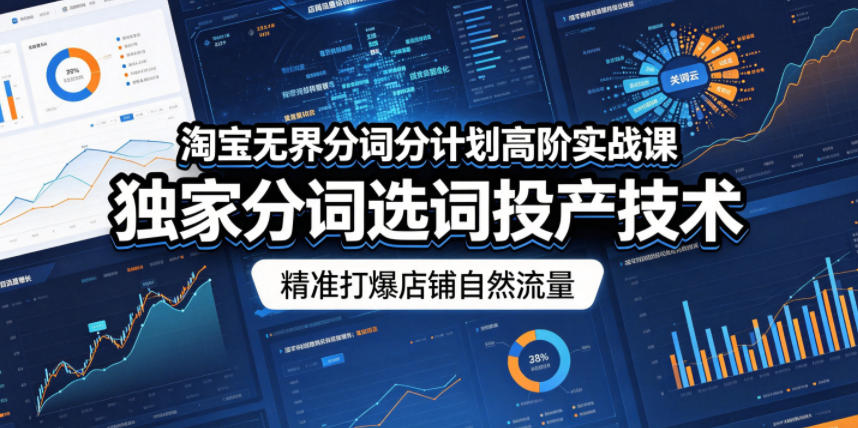 淘宝无界分词分计划高阶实战课，独家分词选词投产技术，精准打爆店铺自然流量-我爱项目网