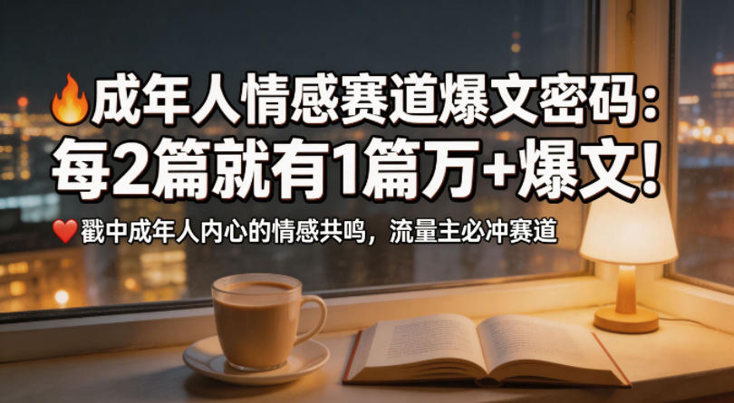 公众号流量主成年人情感心理赛道，流量最大，受众最广的主流赛道之一，平均每2篇就有1篇万爆文章-我爱项目网
