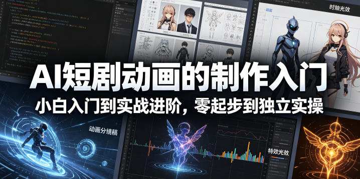 AI短剧动画的制作入门，小白入门到实战进阶，零起步到独立实操-我爱项目网