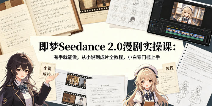 即梦Seedance 2.0漫剧实操课：有手就能做，从小说到成片全教程，小白零门槛上手-我爱项目网