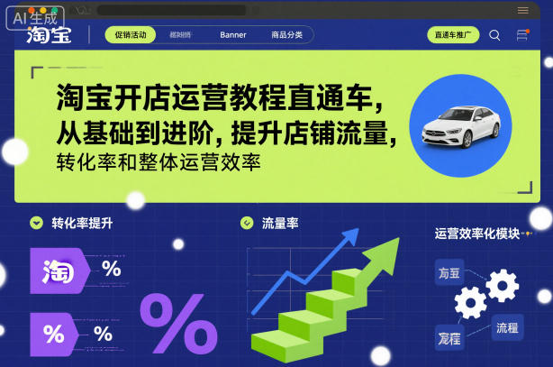 淘宝开店运营教程直通车，从基础到进阶，提升店铺流量，转化率和整体运营效率（更新26年4月20日）-我爱项目网
