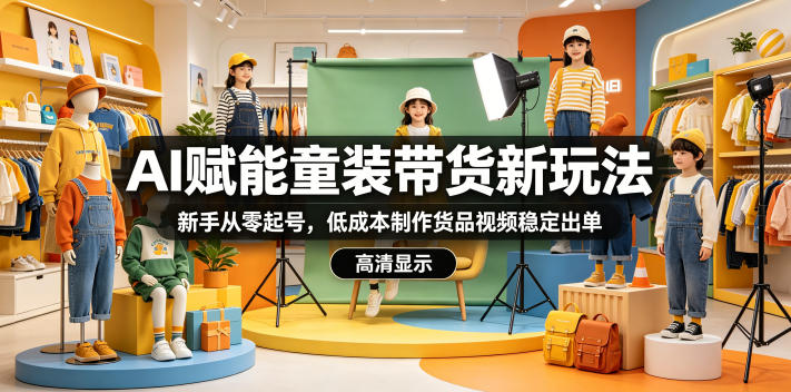 AI赋能童装带货新玩法，新手从零起号，低成本制作货品视频稳定出单-我爱项目网