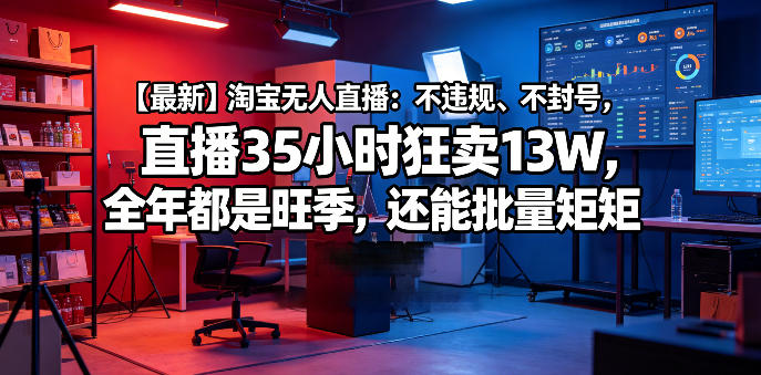 【最新】淘宝无人直播：不违规、不封号，直播35小时狂卖13W，全年都是旺季，还能批量矩阵操作【揭秘】-我爱项目网