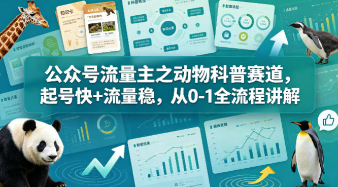 公众号流量主之动物科普赛道，起号快+流量稳，从0-1全流程讲解-我爱项目网