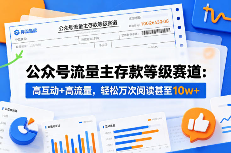 公众号流量主之存款等级赛道，高互动+高流量，轻松达到万次阅读，甚至10w+-我爱项目网