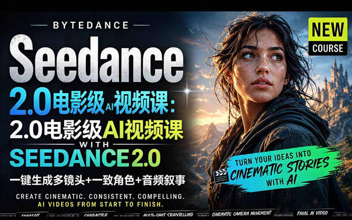 字节跳动的Seedance 2.0 AI电影视频生成制作教程，一键生成多镜头+一致角色+音频叙事-中英字幕-我爱项目网