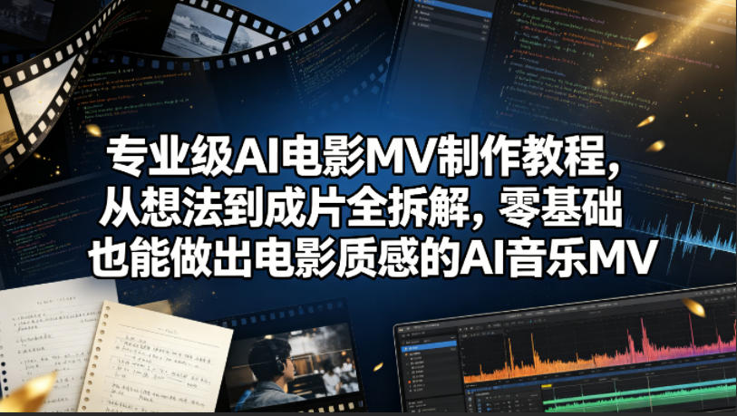 专业级AI电影MV制作教程，从想法到成片全拆解，零基础也能做出电影质感的AI音乐MV-我爱项目网