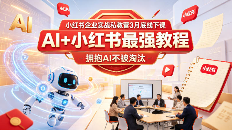 小红书企业实战私教营3月底线下课，AI+小红书最强教程，拥抱AI不被淘汰-我爱项目网