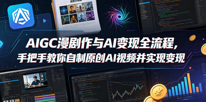 AIGC漫剧创作与AI变现全流程，手把手教你自制原创AI视频并实现变现-我爱项目网