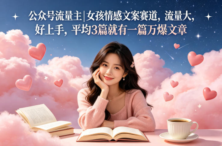 公众号流量主女孩情感文案赛道，流量大，好上手，平均3篇就有一篇万爆文章-我爱项目网